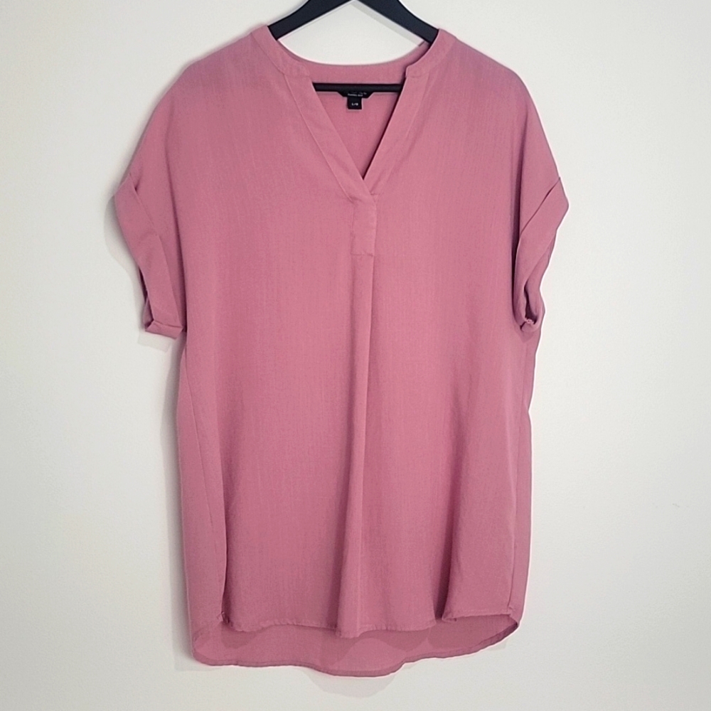 RACHEL ROY WOMENS SHORT SLEEVE V NECK RELAXED FIT BLOUSE TOP SIZE L